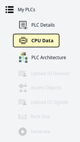 Figure 12: Navidation Menu After Selection of CPU Module