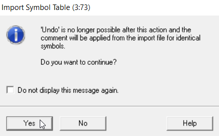 Figure 14: Import Continue Dialog